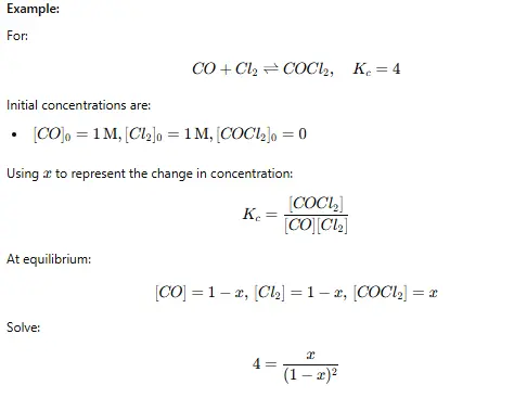 Finding Equilibrium Concentrations